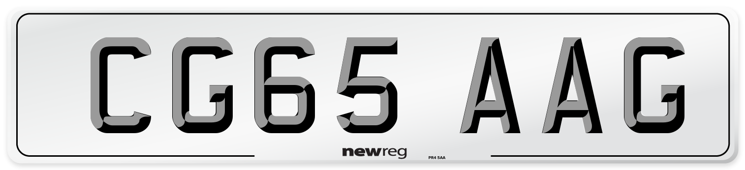 CG65 AAG Number Plate from New Reg